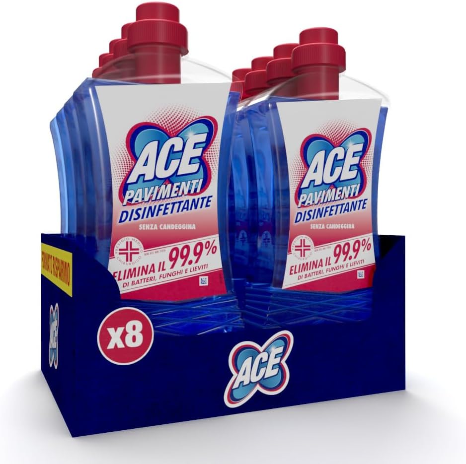 ACE Pavimenti Disinfettante Senza Candeggina Stop Germi 1L--8pz
