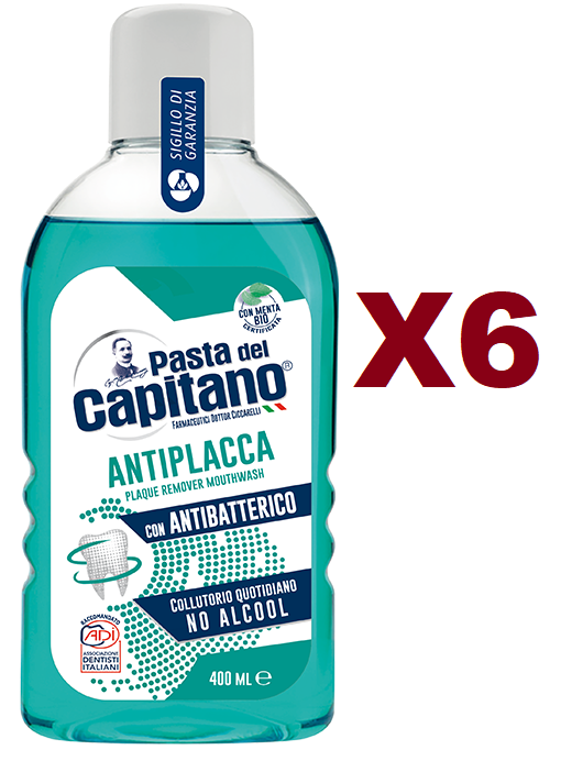 Collutorio Pasta del Capitano 400ml Verde Anti Placca 6pz