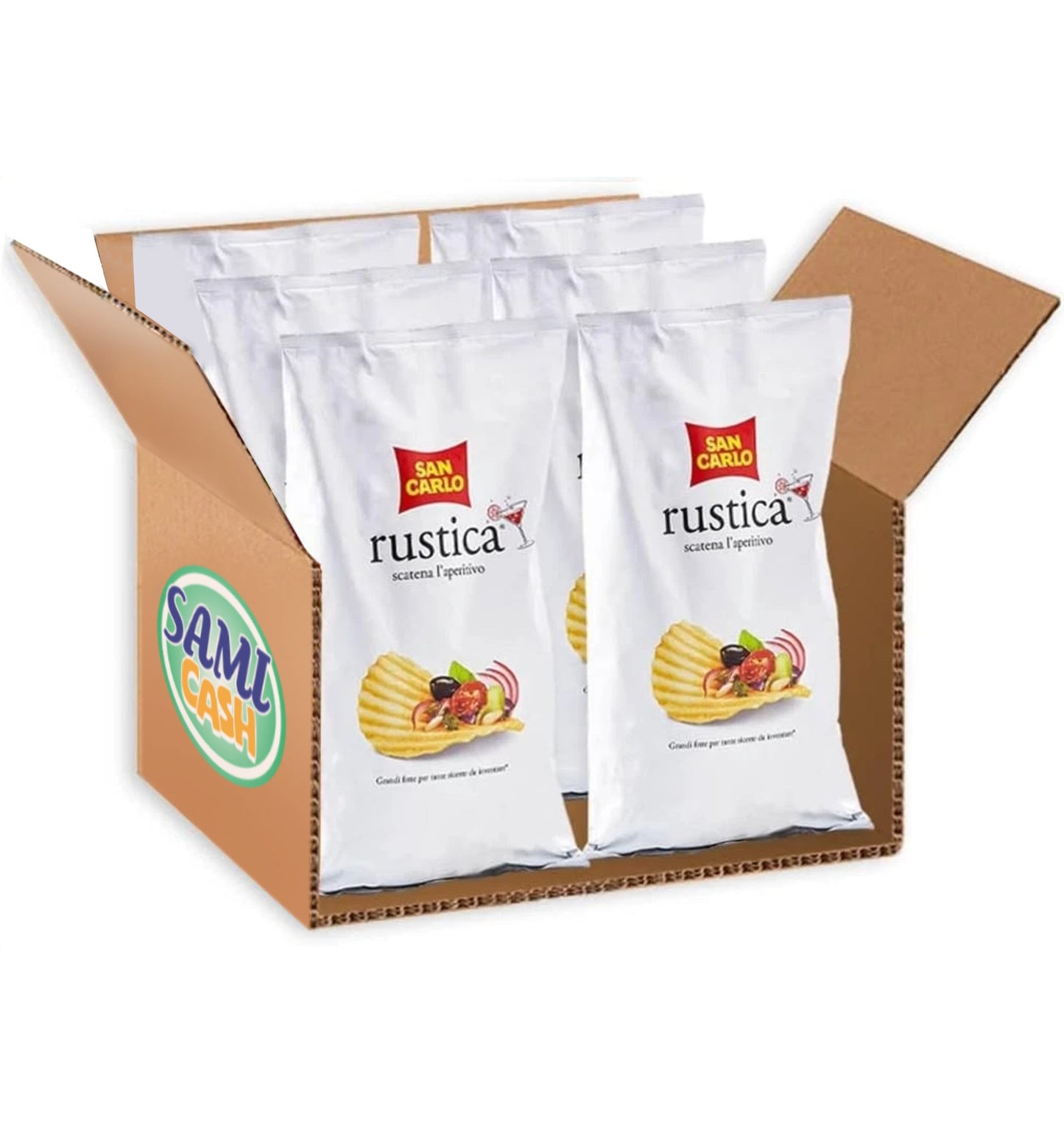 San Carlo Rustica Patatine a Grandi Fette 190g Chips per Aperitivi Senza Glutine