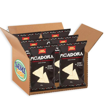 SAN CARLO Picadora Tortilla di Mais Bianco Senza Glutine 150g - Confezione da 6