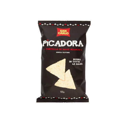 SAN CARLO Picadora Tortilla di Mais Bianco Senza Glutine 150g - Confezione da 6
