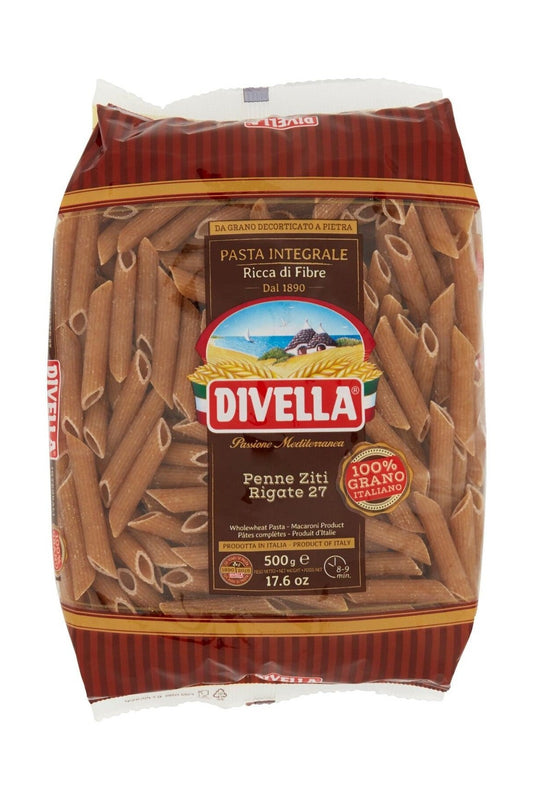 Divella Penne Ziti Rigate Integrali 500g Pasta Grano Duro 12pz