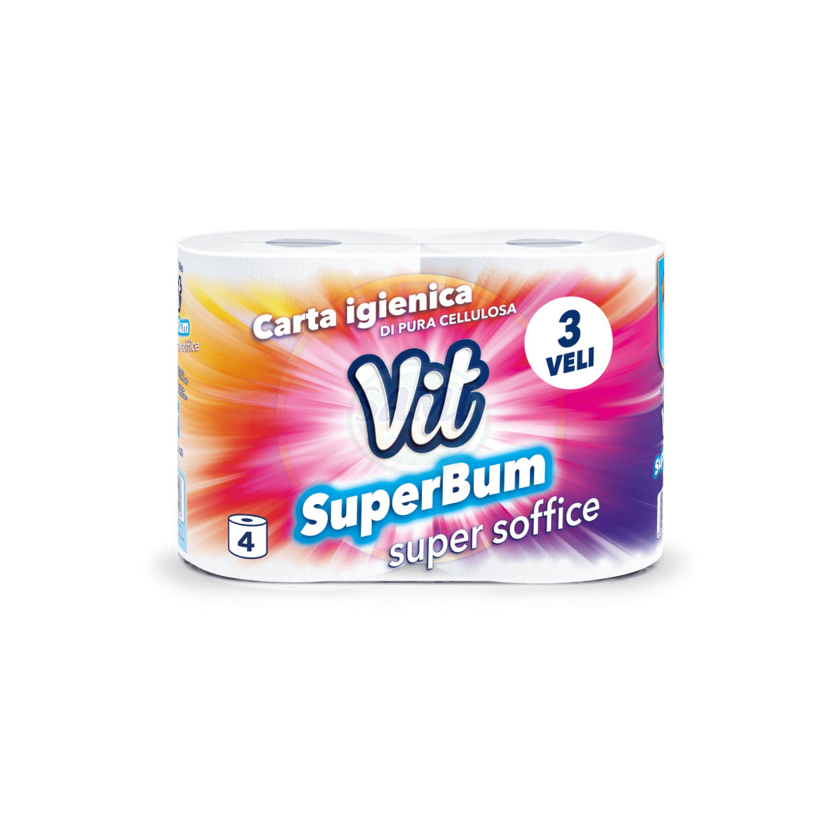 Carta Igienica Vit 4R 3V Superbum Pack da 12 - Totale Rotoli 48