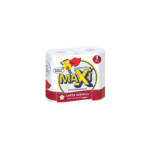 Carta Igienica Maxi 4Rot 3V Argan Pack da 10 - Totale Rotoli 40