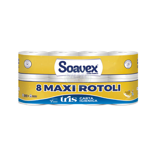 Carta Igienica Maxi Soavex 8Rot 3Veli Pack da 5 - Totale Rotoli 40