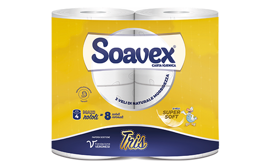 Carta Igienica Soavex 4R 3V Oro Pack da 10 - Totale Rotoli 40