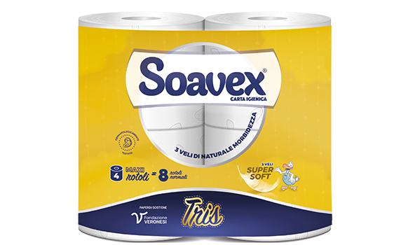 Carta Igienica Soavex 4R 3V Oro Pack da 10 - Totale Rotoli 40