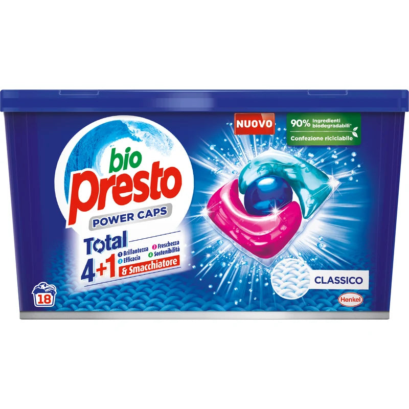 Biopresto Power Caps Classico 18 Lavaggi Capsule Lavatrice 8pz