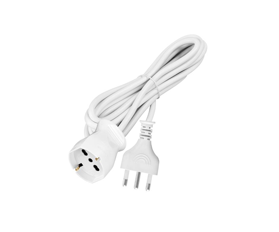 Prolunga Lineare 3 Metri Spina 16A+T Presa Schuko + Bivalente 10/16A+T