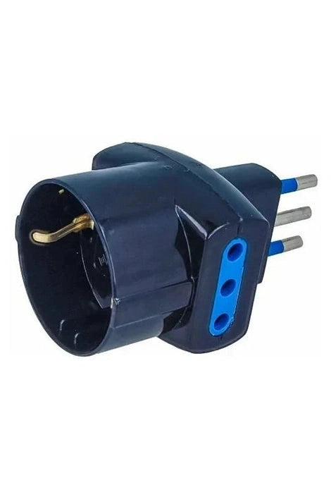 Adattatore 3 Uscite 16A+T 2 Prese Bivalenti Schuko Nero