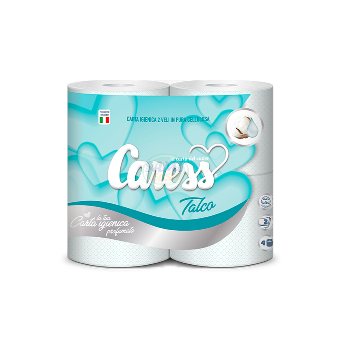 Carta Igienica Caress 4R 2Veli Talco Pack da 10 - Totale Rotoli 40