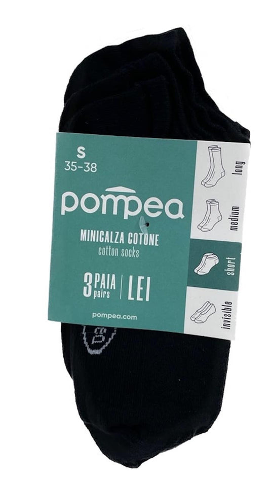 CALZINI MINI POMPEA 3 PAIA IN COTONE TG.43/46 NERO x 7 pz