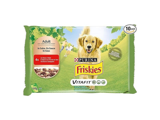 Friskies Bocconcini per Cani – 4x85g, Manzo e Patate in Salsa, Nutrienti e Gustosi