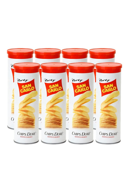 8X San Carlo Chips Dore' Classico Patatine Cialda Dorata, Ondulata e Croccante Maxi Tubo 100g [8 Confezioni]