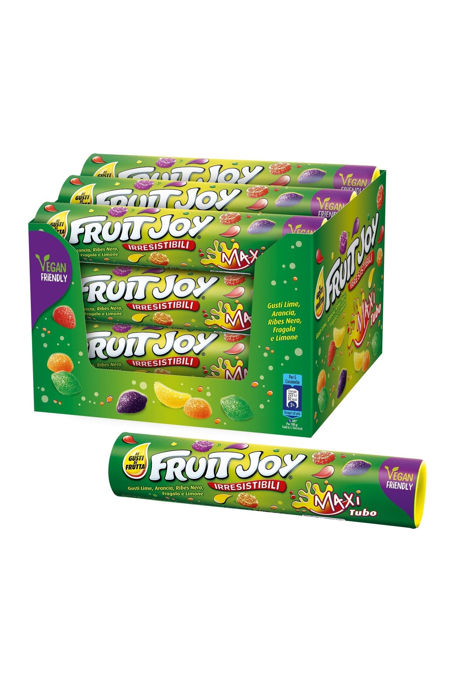 FRUIT JOY Original Caramelle Gommose alla Frutta Assortite, 12 Tubi da 125g (1,5kg)