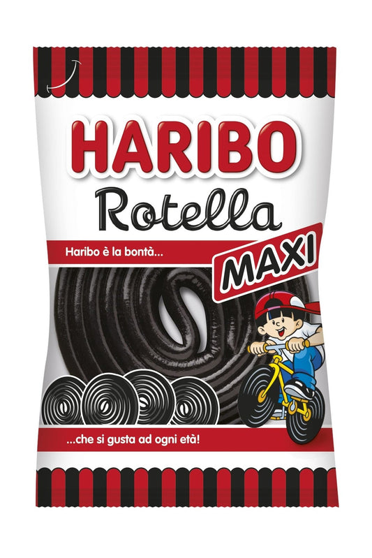 Haribo Maxi Rotella, Caramelle Gommose Incartate Singolarmente, Gusto Liquirizia, Ideali Per Feste - 200 Pezzi Da 13gr [2600gr]
