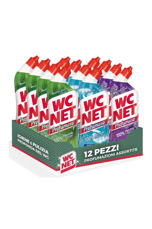 Wc Net - Profumoso Gel, Anticalcare e Igienizzante per WC, Fragranze Assortite, 700 ml x 12 Pezzi