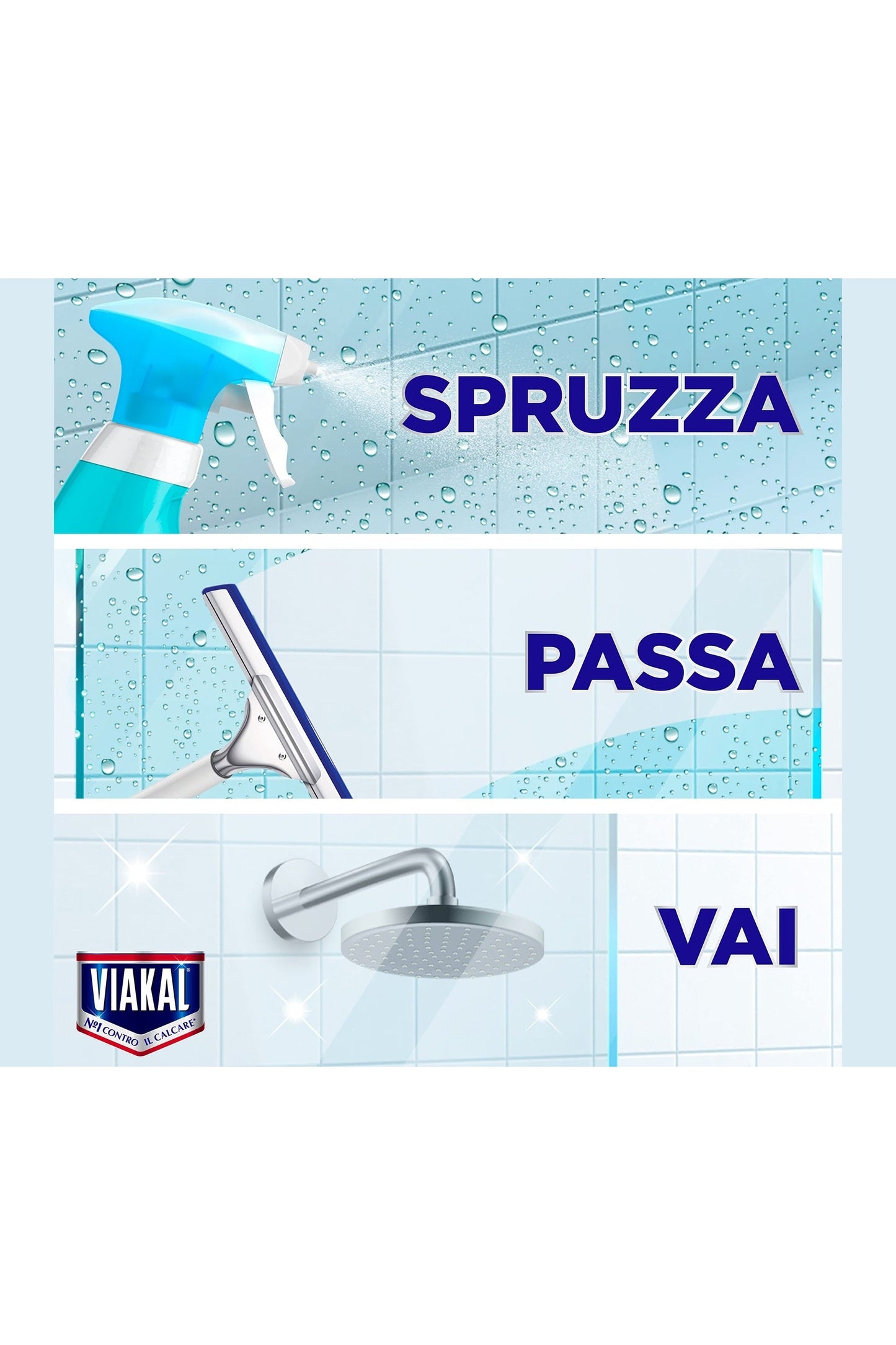 Viakal Anticalcare Detersivo Spray Doccia Senza Risciacquo, 10 x 500 ml, Rimozione del Calcare fino al 100%, Pulito brillante, Brillantezza che dura a lungo
