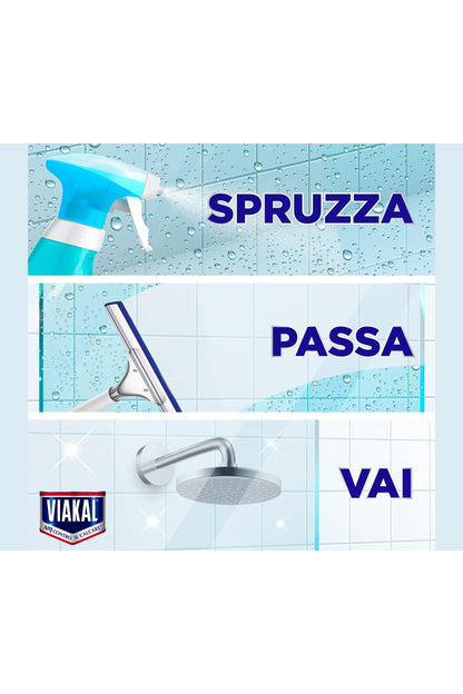 Viakal Anticalcare Detersivo Spray Doccia Senza Risciacquo, 10 x 500 ml, Rimozione del Calcare fino al 100%, Pulito brillante, Brillantezza che dura a lungo