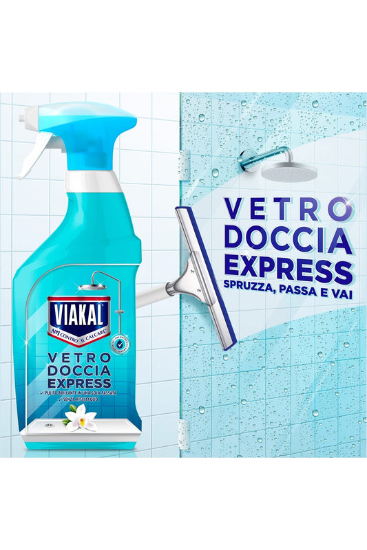 Viakal Anticalcare Detersivo Spray Doccia Senza Risciacquo, 10 x 500 ml, Rimozione del Calcare fino al 100%, Pulito brillante, Brillantezza che dura a lungo