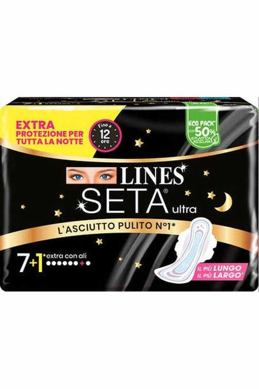 Lines Seta Ultra Extra – Assorbenti Ultra Sottili, Massima Protezione per Flussi Abbondanti, Con Ali, Formato Convenienza