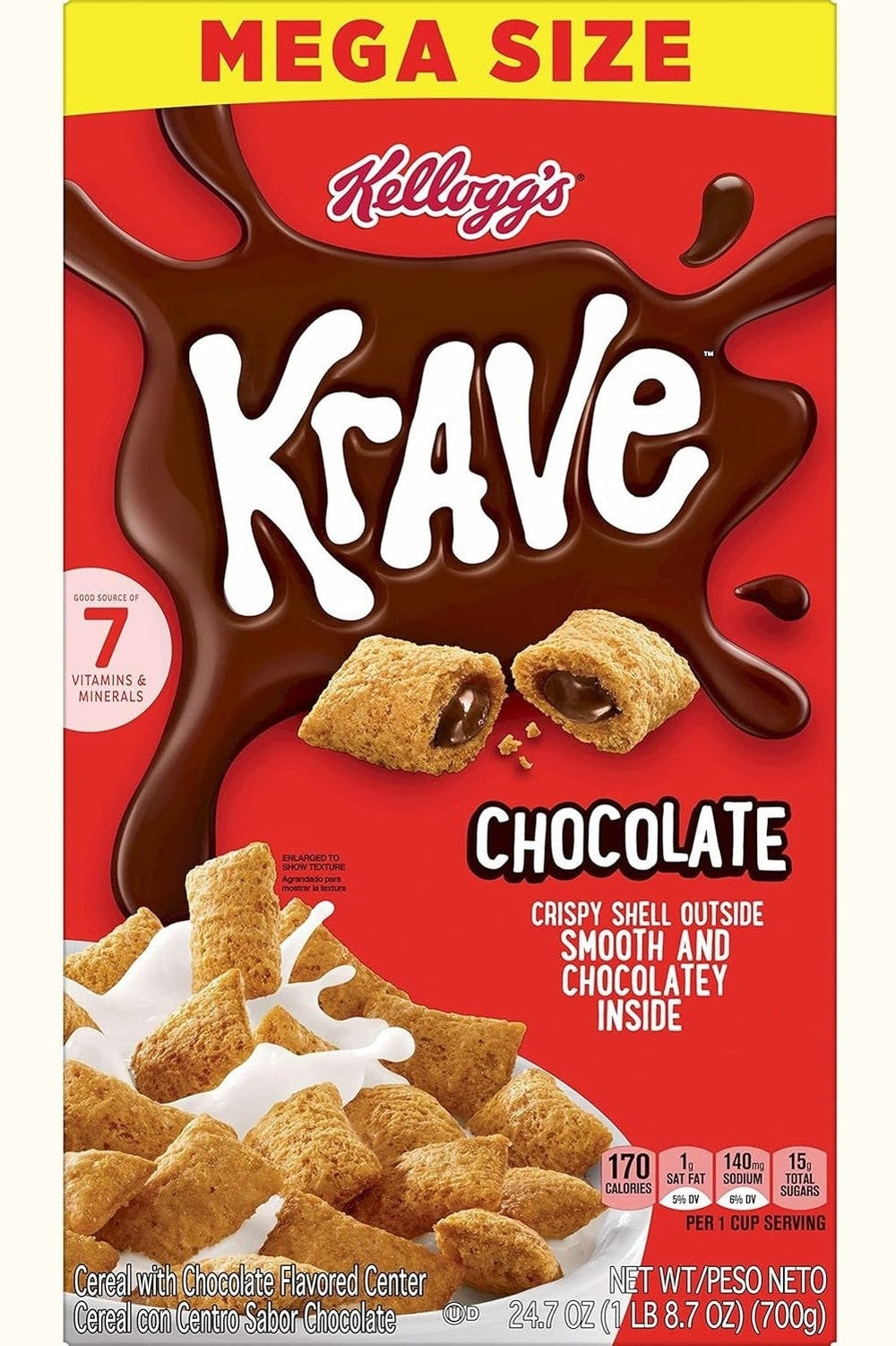 Kellogg’s  Krave  Breakfast Cereal, Kids Cereal, Family Breakfast, Family Size, Chocolate,
