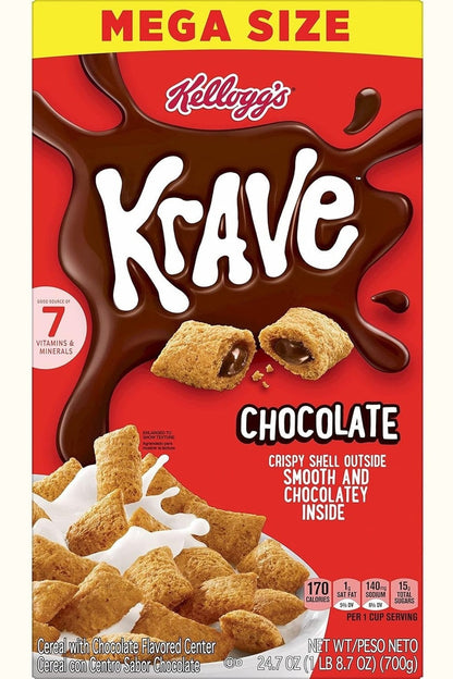 Kellogg’s  Krave  Breakfast Cereal, Kids Cereal, Family Breakfast, Family Size, Chocolate,