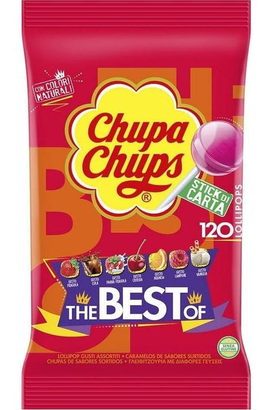 Chupa Chups The Best Of – 120 Lecca Lecca ai Frutti Assortiti, Busta Convenienza, Idee Regalo e Feste da Condividere