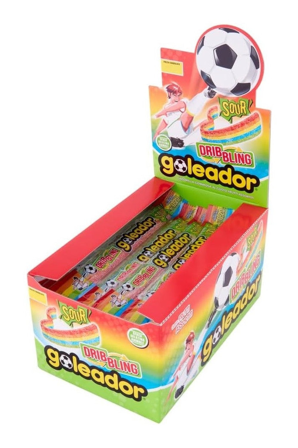 Goleador Dribbling Rainbow – Caramelle Gommose Frizzanti Sour, Gusti Frutti Assortiti, 144 Pezzi Monoporzione, Incartate Singolarmente