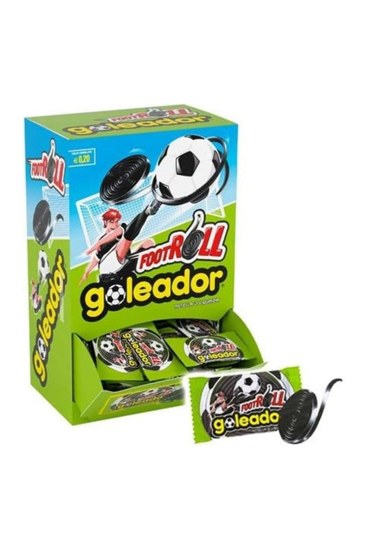 Goleador FootRoll – Rotella alla Liquirizia, Espositore da 200 Pezzi Monoporzione, Snack Dolce e Classico da Condividere