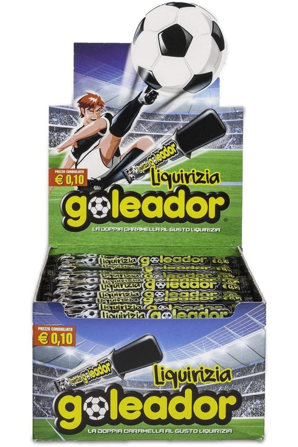 Goleador Liquirizia – Doppia Caramella Gommosa Senza Glutine, Gusto Intenso di Liquirizia, Confezione da 200 Monopezzi Incartati Singolarmente