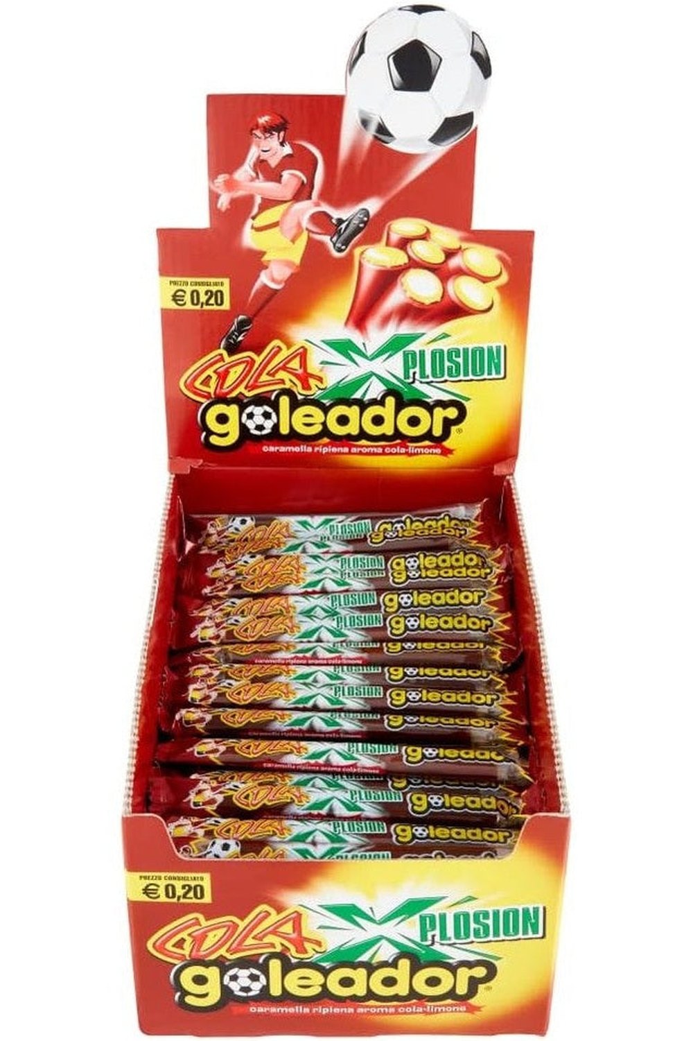 Goleador Xplosion Cola – Caramelle Gommose Ripiene al Gusto Cola, Box da 150 Pezzi Monoporzione, Incartate Singolarmente
