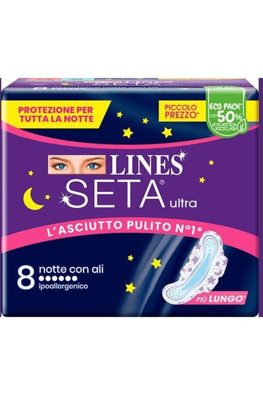 Lines Seta Ultra Lady con Ali – Assorbenti Ultra Sottili, Massima Protezione e Comfort, Formato Convenienza (Copia)