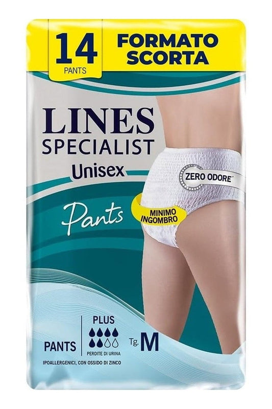 Lines Specialist Unisex Pants Plus – Pannolone a Mutandina Taglia M, Alta Protezione fino a 12h, Zero Odore, Confezione da 7 Unità (Copia)