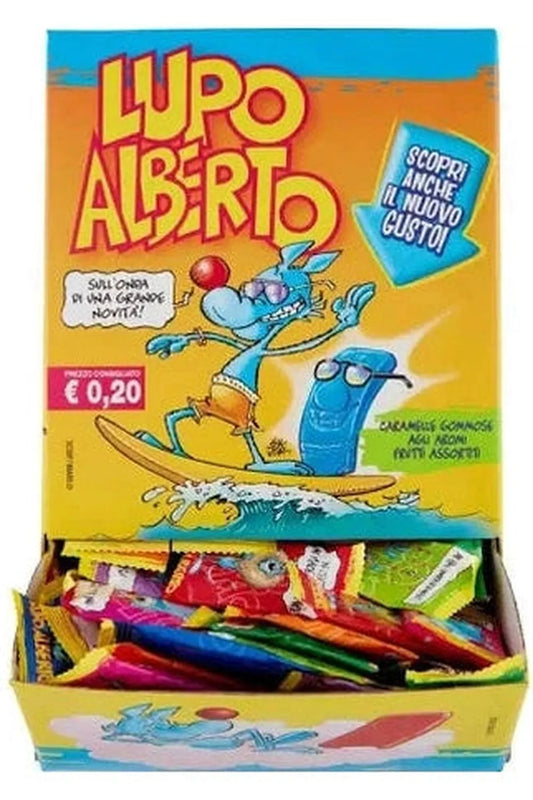 Lupo Alberto – Caramelle Dure al Gusto Frutta, 200 Pezzi Monoporzione, Incartate Singolarmente, Perfette per Feste e Compleanni