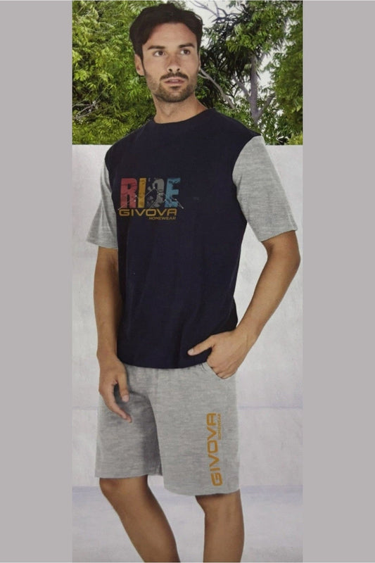 COMPLETO UOMO GIVOVA IN COTONE M/M T-SHIRT E PANTALONCINO M/L/XL/XXL ASS.