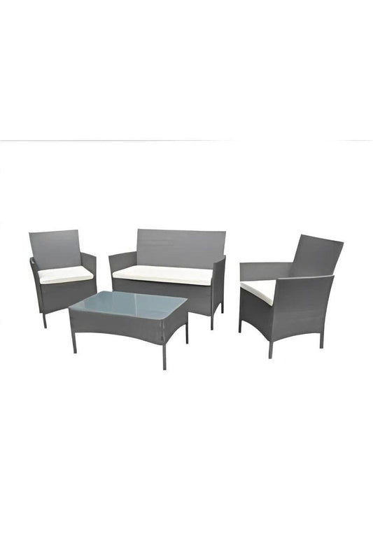 DIVANETTO CON 2POLTRONE E TAVOLINO 4PZ NEW SMART COLORE GRIGIO
