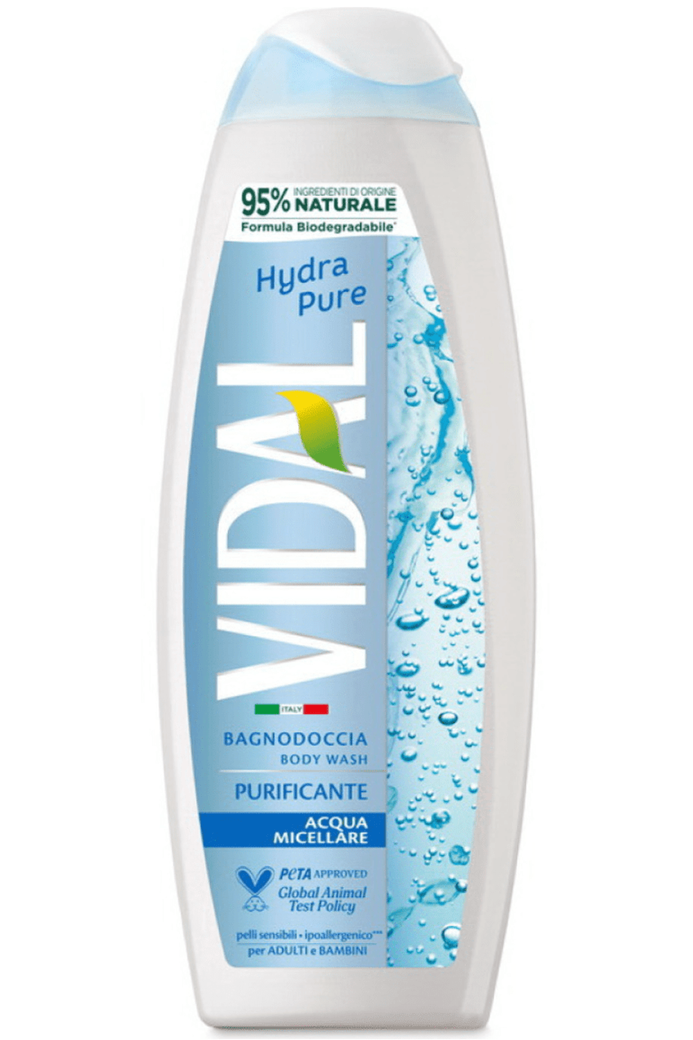 Bagnoschiuma Vidal Acqua Micellare 500ml – Detergente Corpo Delicato e Purificante, per una Pelle Morbida e Fresca