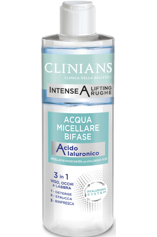 Acqua Micellare Bifasica Clinians 400ml – Struccante Delicato e Efficace per Viso, Occhi e Labbra, anche Waterproof