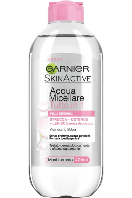 Acqua Micellare Garnier 400ml – Detergente Struccante Viso, Occhi e Labbra per Tutti i Tipi di Pelle