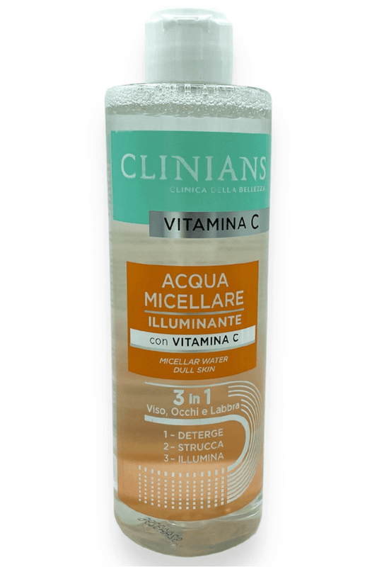 Acqua Micellare Clinians 400ml con Vitamina C – Detergente Viso, Occhi e Labbra, Illuminante e Rinfrescante