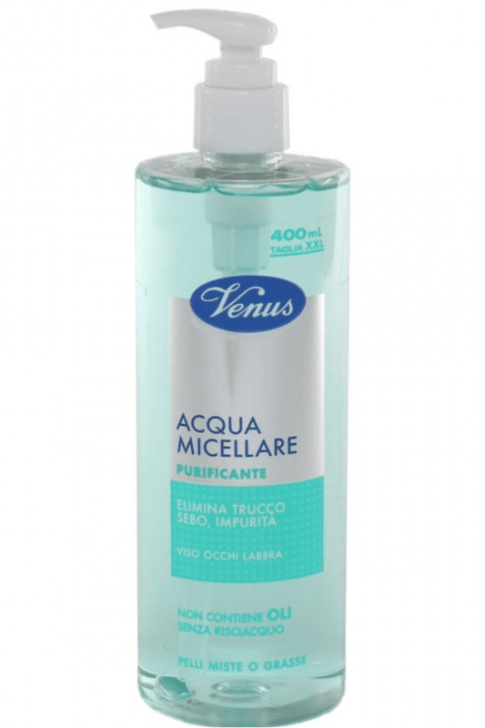 Acqua Micellare Venus 400ml Purificante – Detergente Viso e Occhi per Pelle Mista e Grassa