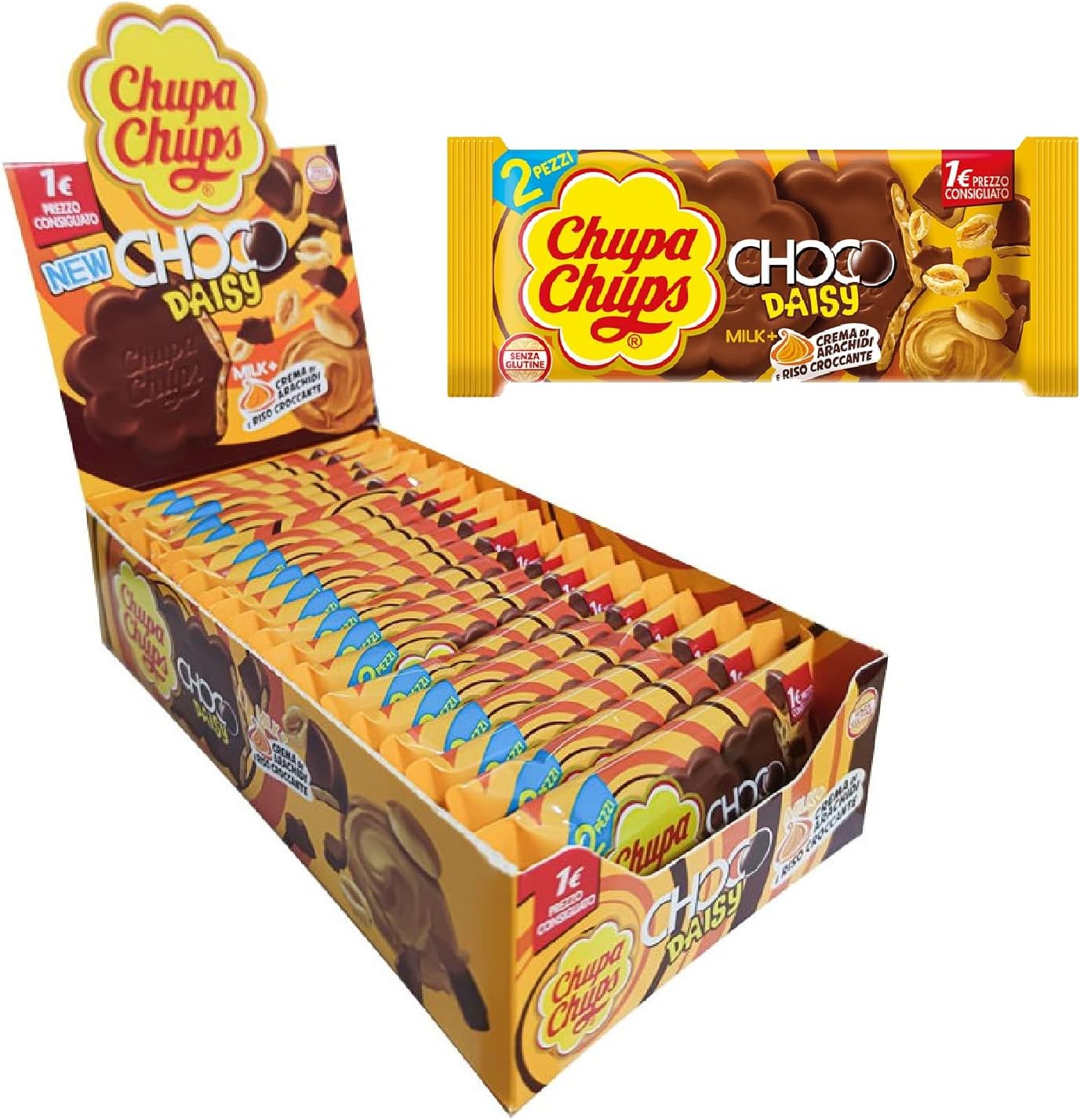 Snack Chupa Chups Daisy Peanut Arachidi e Riso Croccante 20 pz