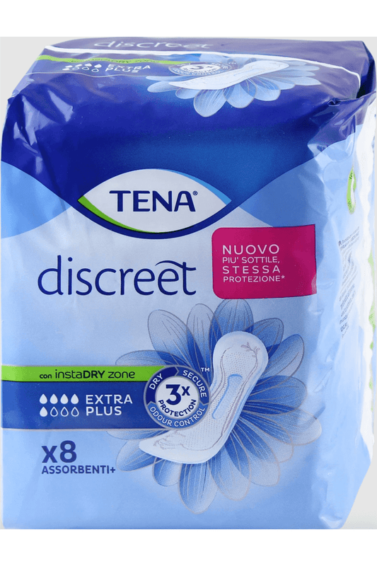TENA Discreet Extra Plus 8pz – Protezione Avanzata per Perdite Urinarie Moderate con Cura della Pelle Sensibile