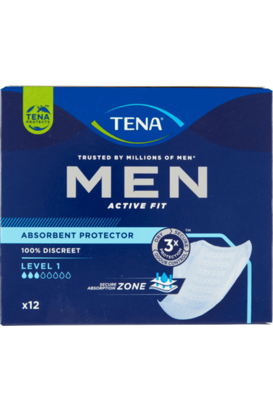 TENA Men Active Fit Level 1 PZ.12 – Assorbenti Maschili Ultrasottili per Incontinenza Leggera