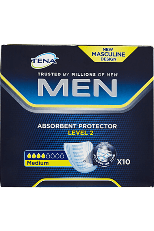 TENA Men Active Fit Level 2 PZ.10 – Assorbenti Maschili per Incontinenza Leggera, Vestibilità Discreta