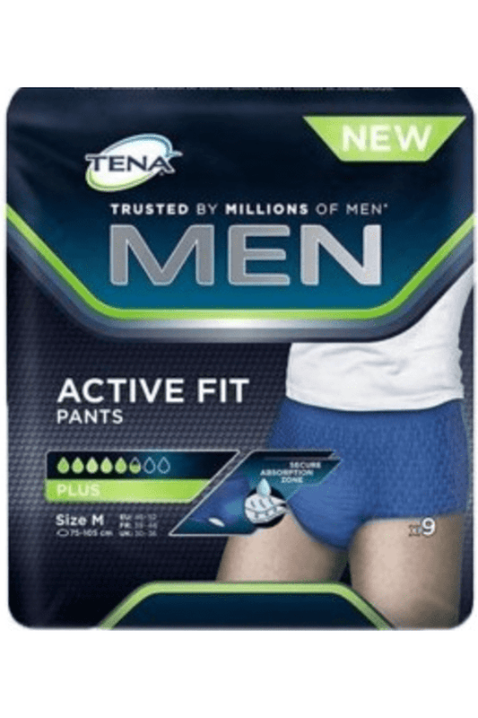 TENA Men Pants Plus Media PZ.9 – Mutandine Assorbenti Uomo per Incontinenza Moderata, Taglia Media