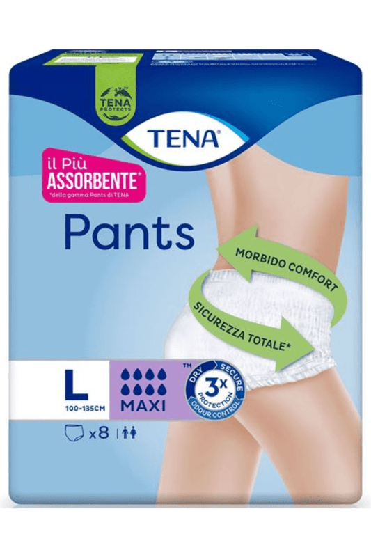 TENA Pants Maxi Large PZ.8 – Mutandine Assorbenti per Incontinenza Abbondante, Taglia Large