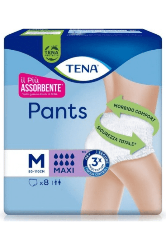 TENA Pants Maxi Medium PZ.8 – Mutandine Assorbenti per Incontinenza Abbondante, Taglia Medium