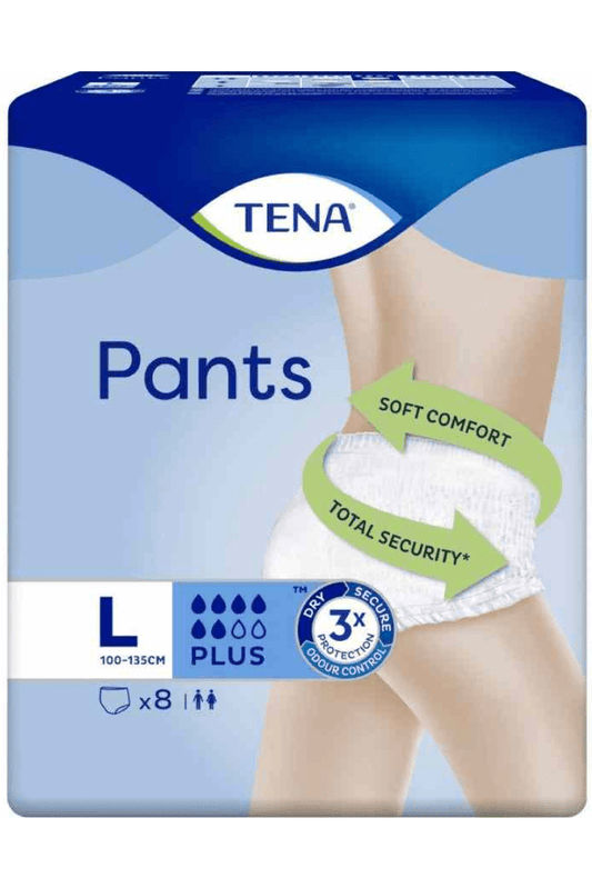 TENA Pants Plus Large PZ.8 – Mutandine Assorbenti per Incontinenza Moderata, Taglia Large